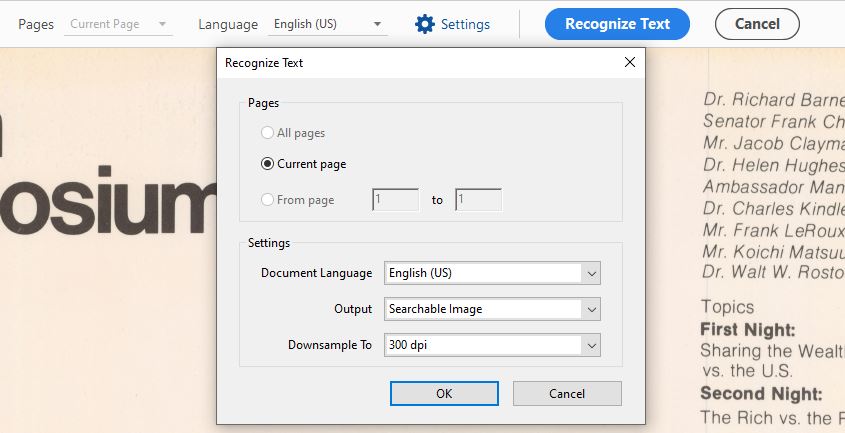 Adobe ProDC ORC Settings