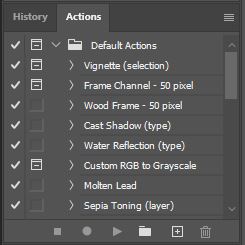 Photoshop Actions Window