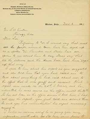 Correspondence from Federal Mining and Smelting