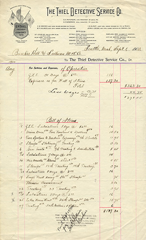 Bill from Investigator to Bunker Hill Mine