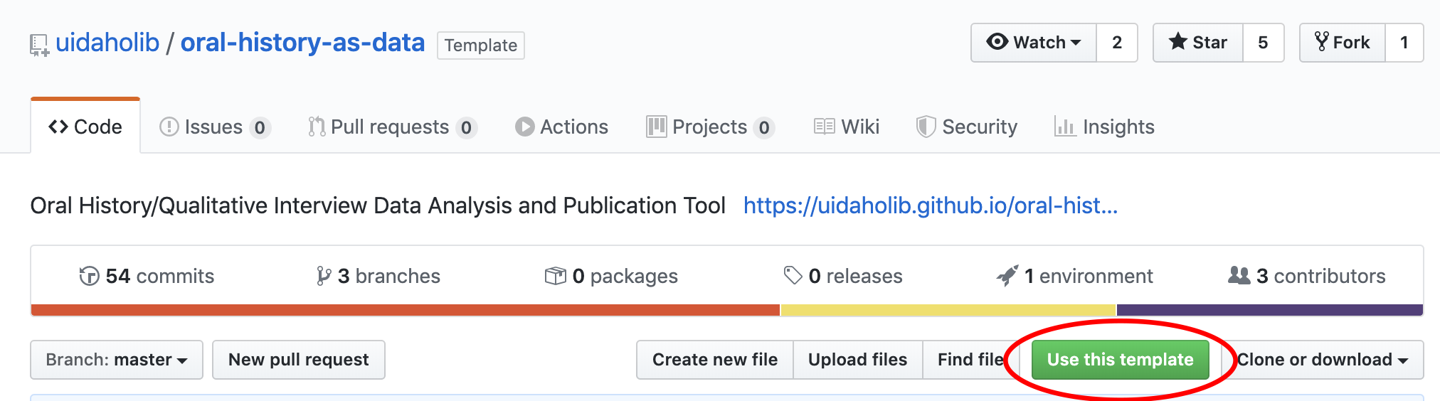 picture of the button that enables user to create a new template in github