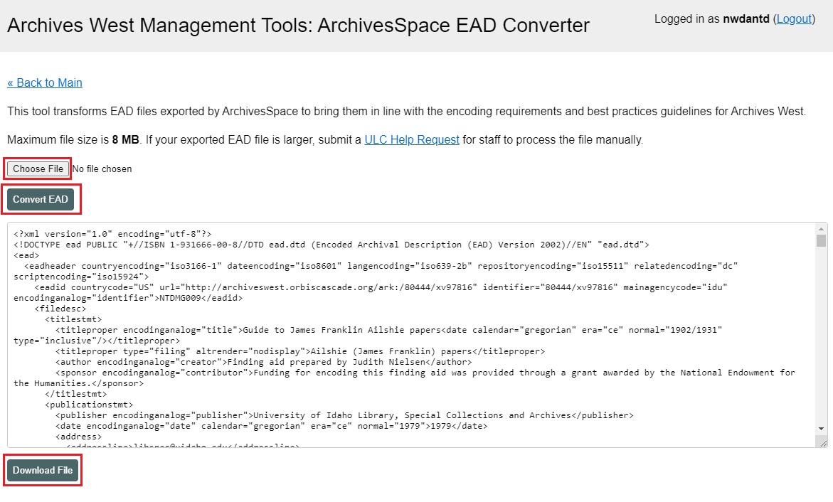 converting ead file